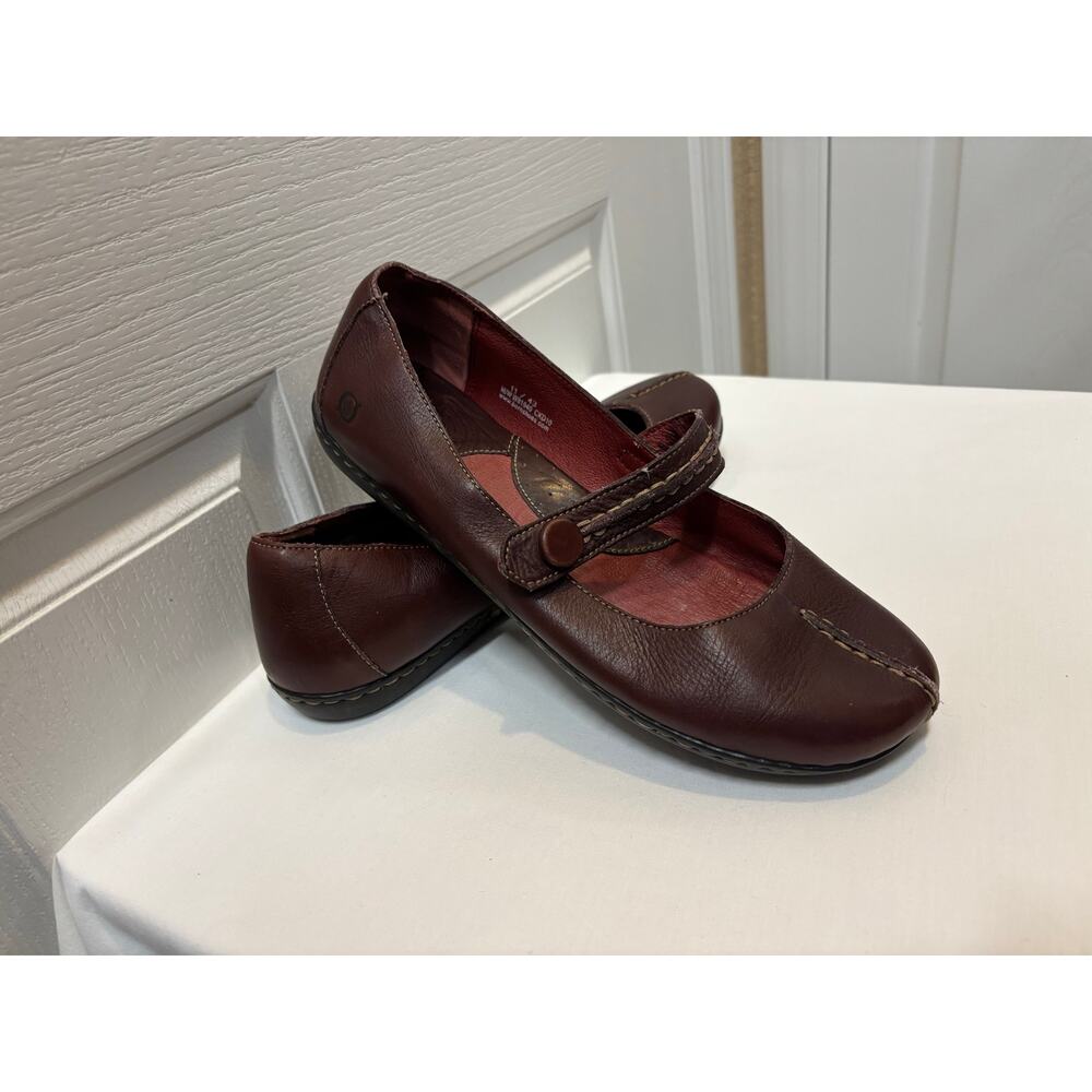 Maroon Leather Mary Jane Flats Women’s Comfort Shoes Round Toe Casual Size 11 - Picture 2 of 10
